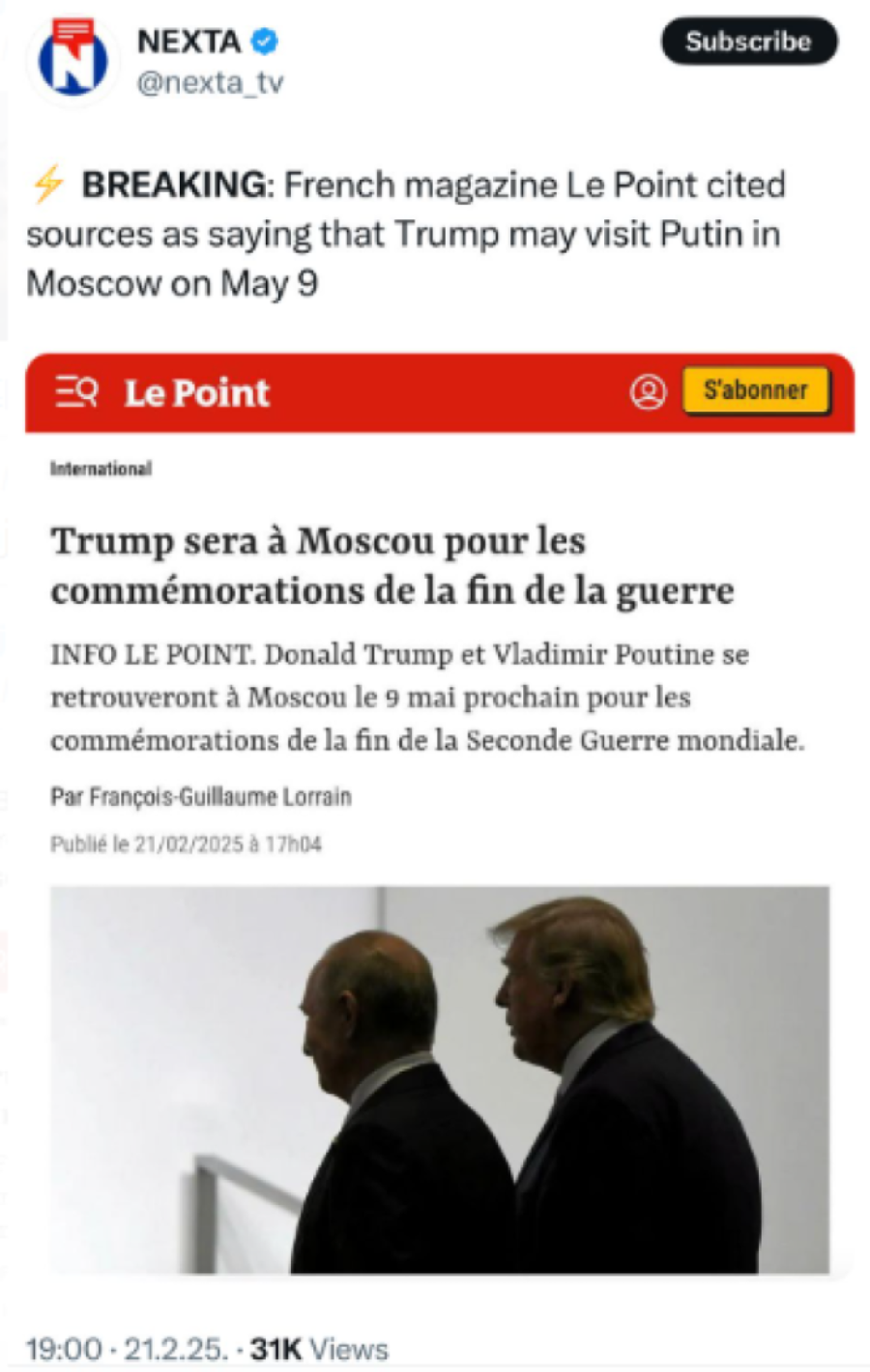 Tramp sa Putinom u Moskvi 9. maja?