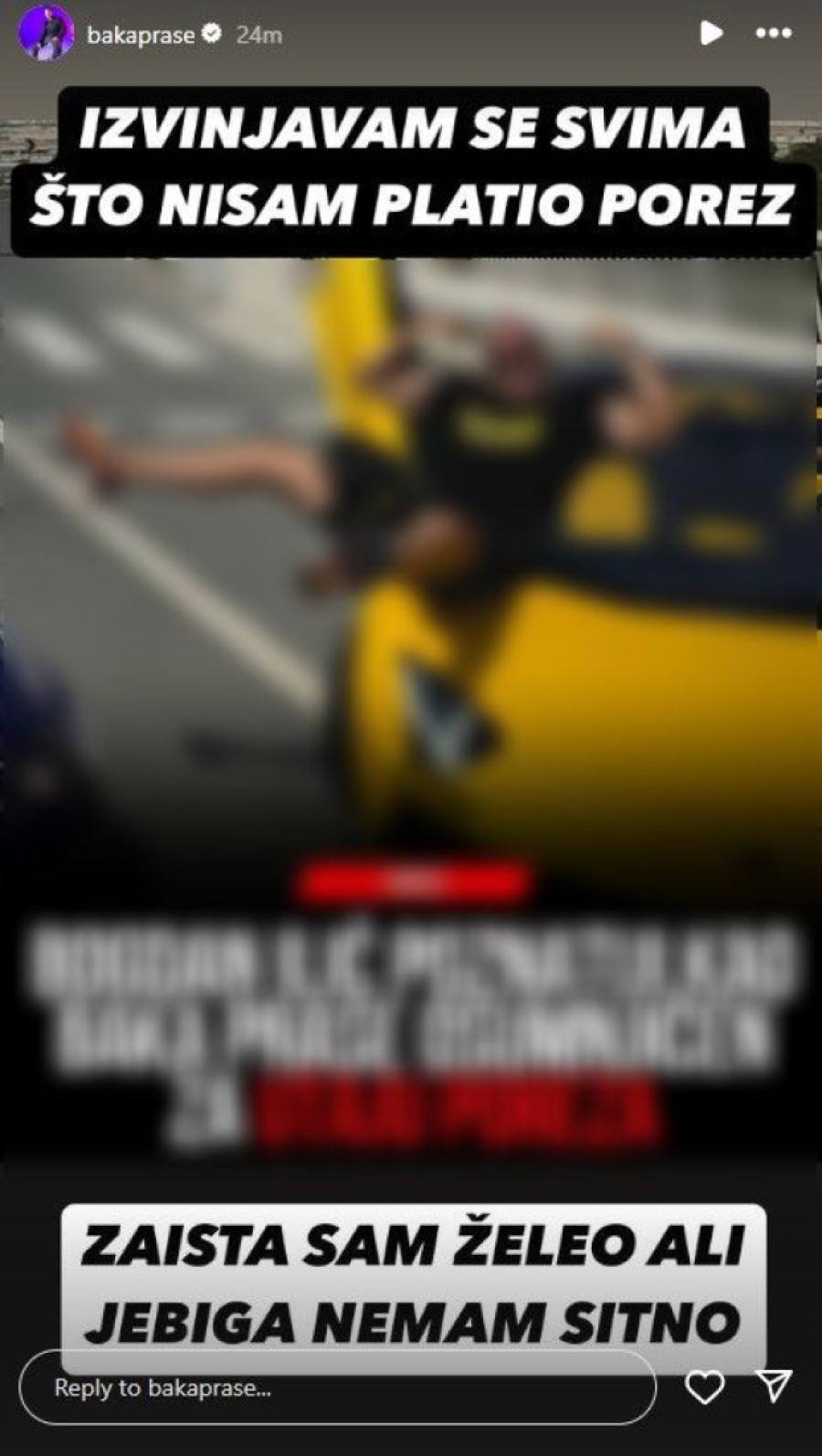 Oglasio se bahati Baka Prase o optužbama da je utajio porez: Nisam imao sitno!