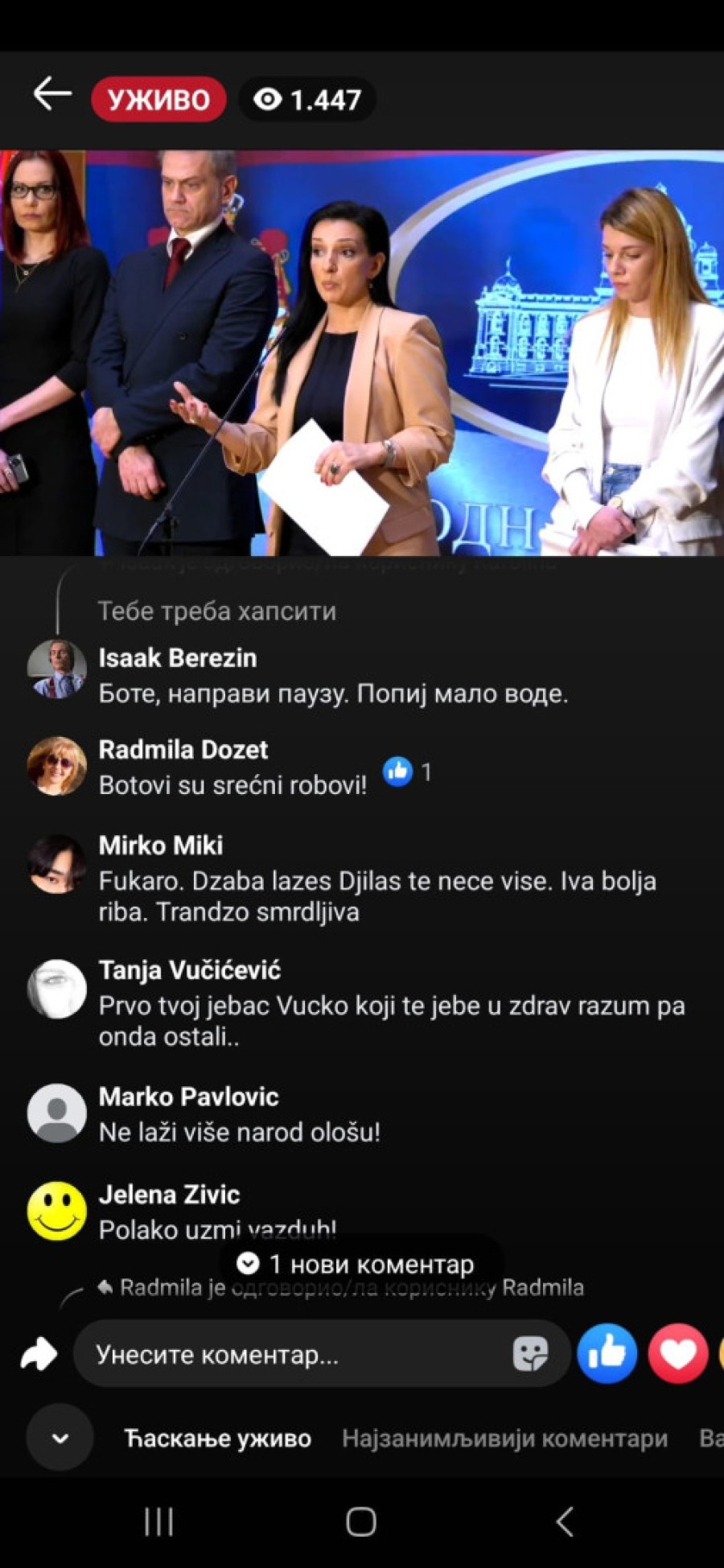 Građani Srbije vređali Mariniku Tepić u njenom lajvu (FOTO)