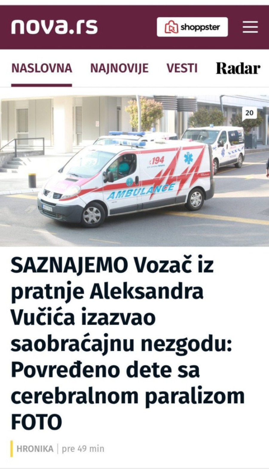 Ovo je prava istina o udesu kod Brestovačke banje! Antisrpski mediji pokušali da upletu predsednika Vučića!