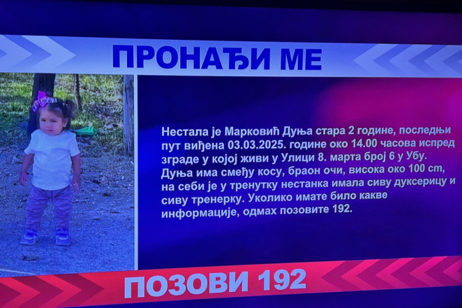 Aktiviran sistem "Pronađi me": Nestala devojčica (2) u Ubu! (FOTO)