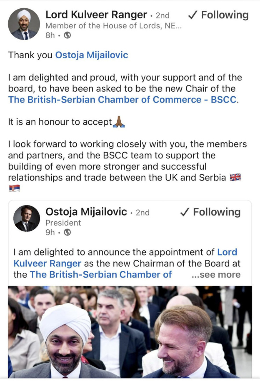 Ostoja Mijailović imenovao lorda Rangera za predsednika Upravnog odbora BSCC (FOTO)