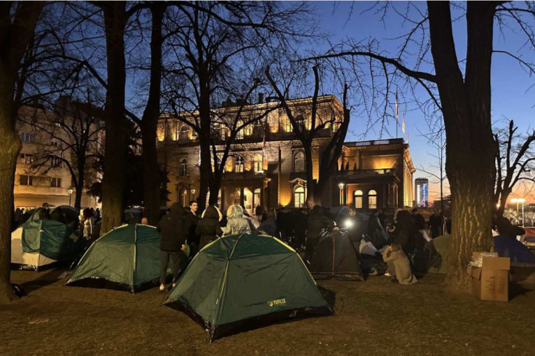 Veliki broj studenata ispred Predsedništva: Žele da studiraju, a provešće i celu noć u šatorima - ovo su njihovi zahtevi (FOTO/VIDEO)