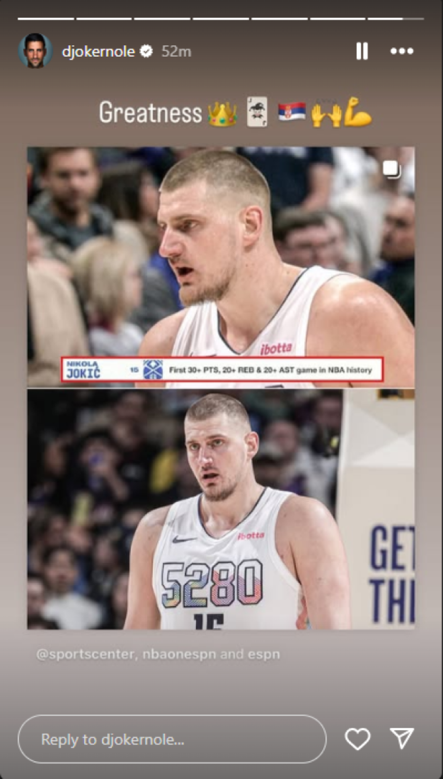 Đoković čestitao Jokiću na istorijskoj partiji: Novak je jednom rečju rekao sve (VIDEO)