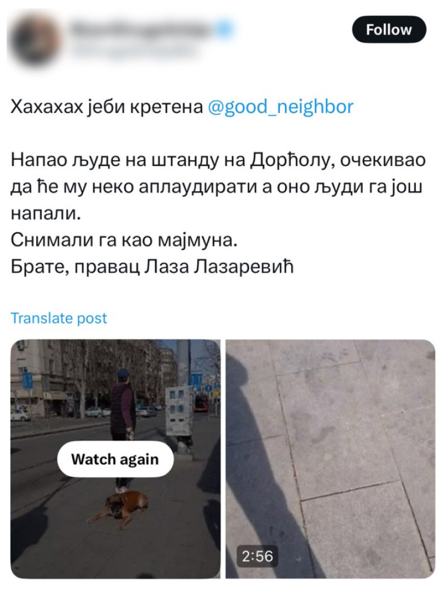 Opozicioni teror se nastavlja: Đilasov tviter agitator divljao na Dorćolu (FOTO/VIDEO)