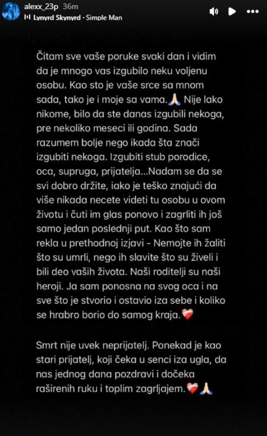 Popovićeva ćerka ne prestaje da tuguje: Ponosna sam na svog oca i koliko se hrabro borio do samog kraja (FOTO)