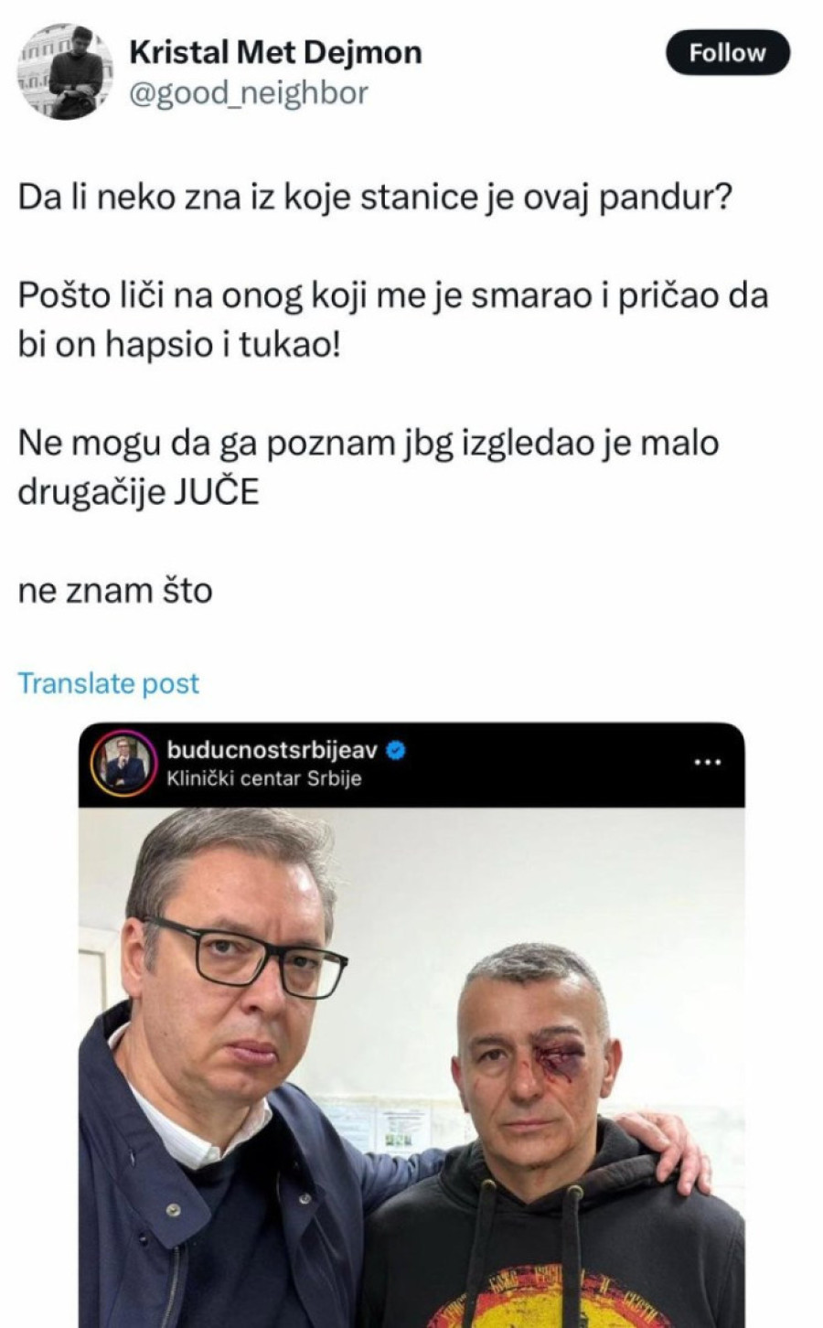 Opozicioni aktivista slavi nasilje nad policijom! Đilasovac ismeva povređenog Lazara (FOTO)