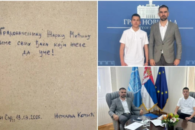 "Nemanja je smeran i hrabar dečak": Žarko Mićin sa gimnazijalcem koji je juče održao govor na skupu podrške