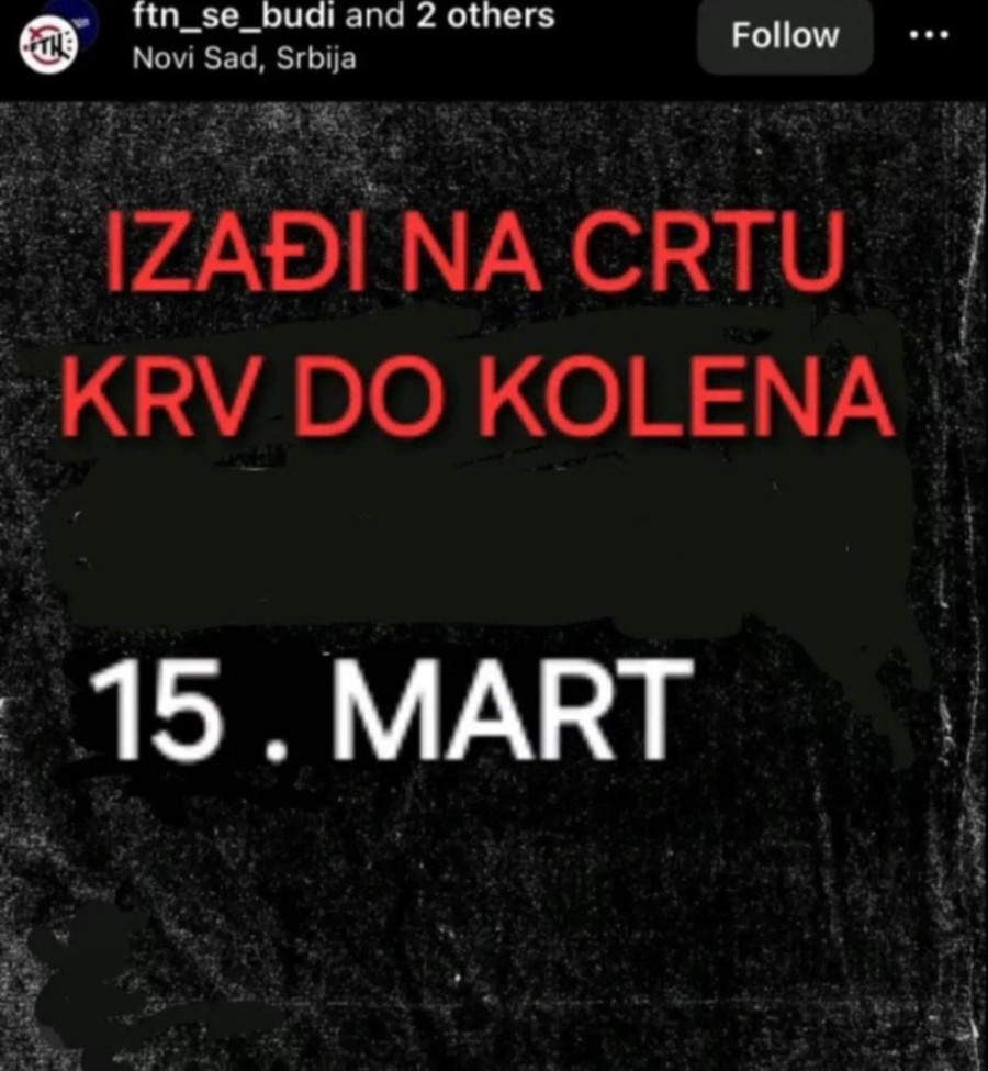 Krv do kolena! Jeziva poruka na profilu FTN - reagovala i policija (FOTO)