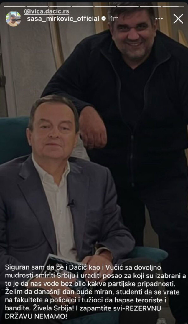 Vučiću dajem podršku - Mirković poslao poruku: Ne može da se menja vlast revolucijama finansiranim od neprijatelja Srbije