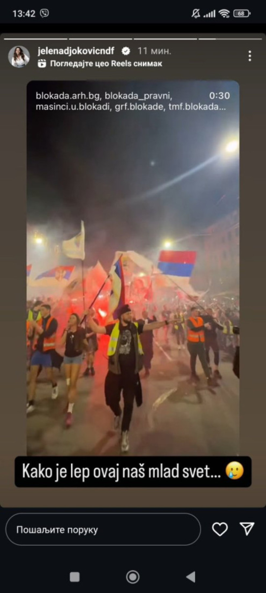 Žena Đokovića iz vile u Marbelji tvrdi pruža podršku blokaderima i opoziciji: "Vlada je pala"