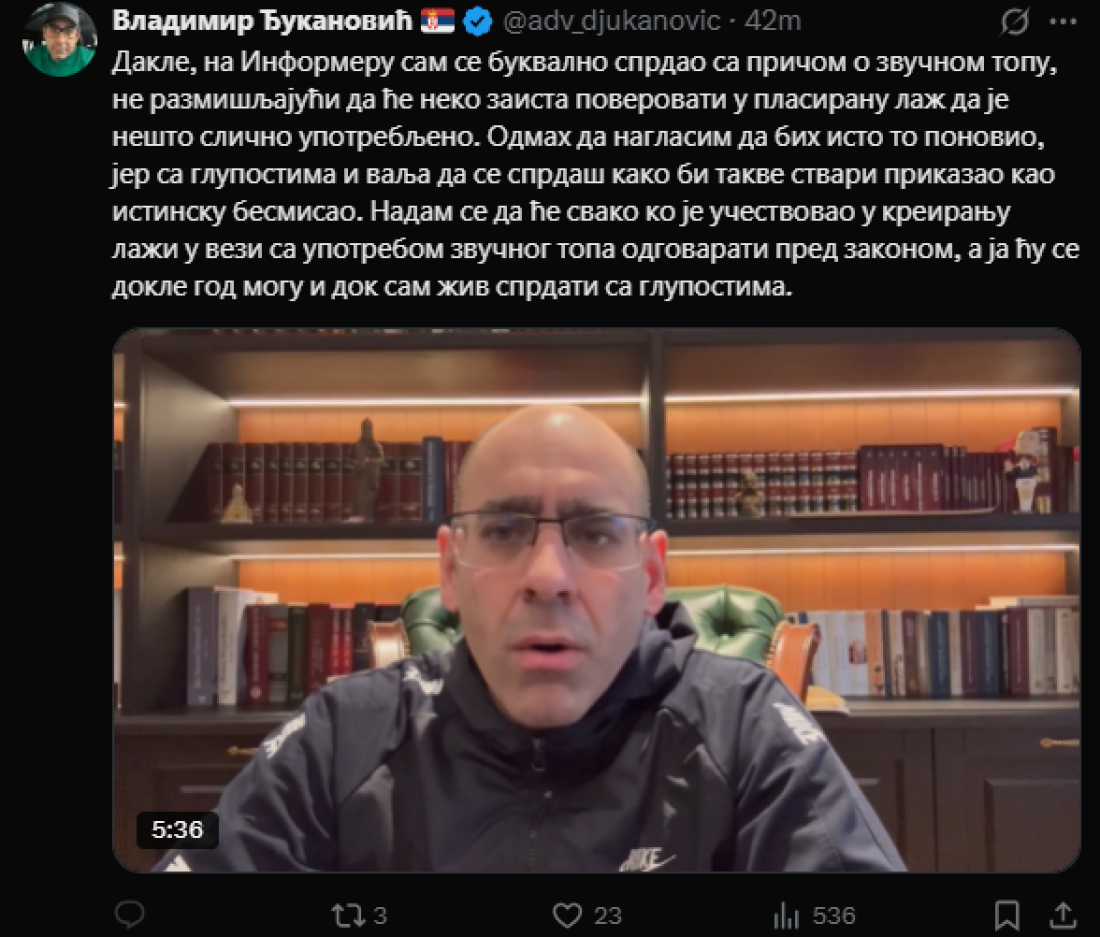 Đukanović: Ne mogu da verujem da je neko prihvatio priču da je upotrebljen zvučni top