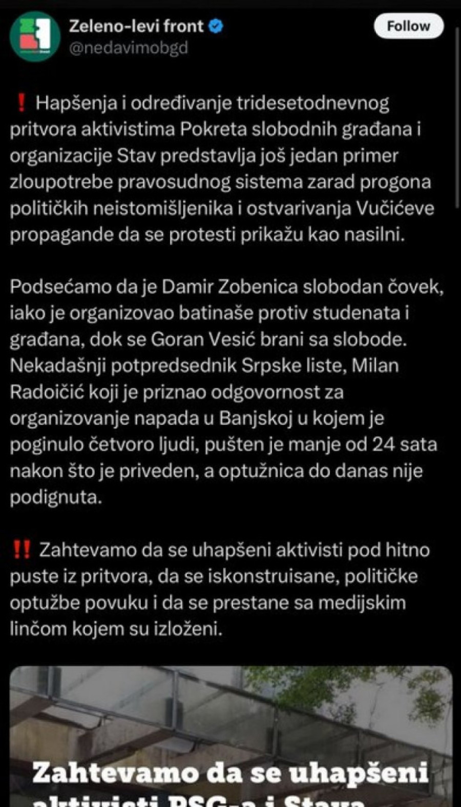 Skandalozan zahtev antisrpske opozicije: Zahtevaju da se puste na slobodu teroristi koji su spremali građanski rat 15. marta