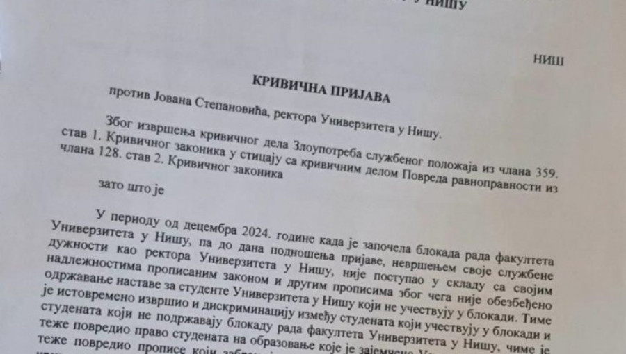 Studenti podneli krivičnu prijavu protiv rektora Univerziteta u Nišu: Onemogućio im pravo da uče!