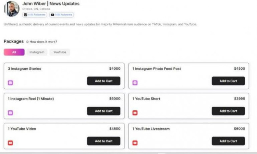 Raskrinkan kanadski influenser: Pokušao da se opere nakon informacije da je uzeo 6.000 dolara za objavu o zvučnom topu (VIDEO)