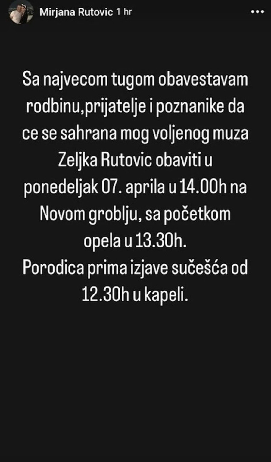 Poslednji ispraćaj Željka Rutovića: Porodica objavila datum sahrane