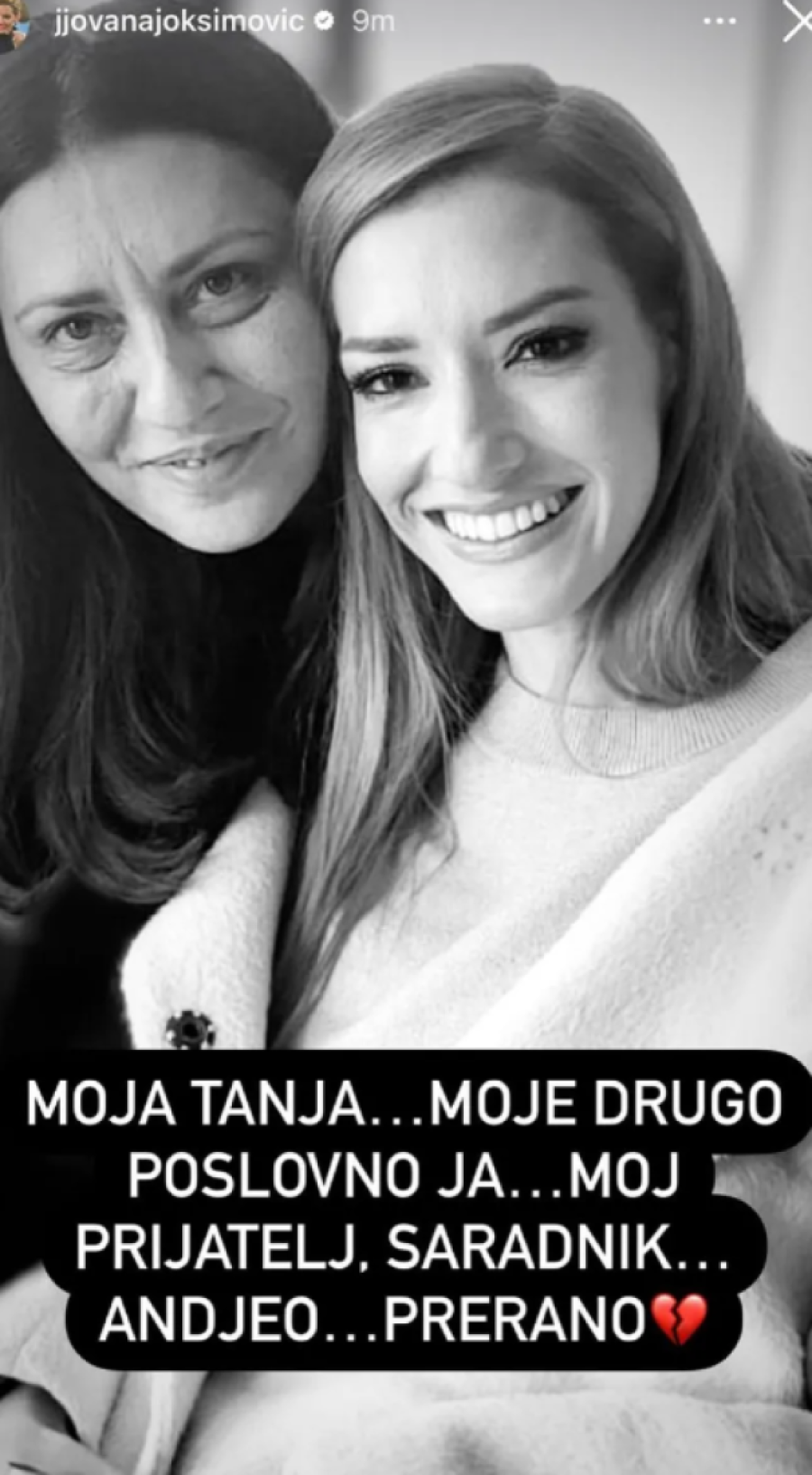 Jovana Joksimović slomljena zbog smrti bliske osobe: Anđeo, moje drugo ja...