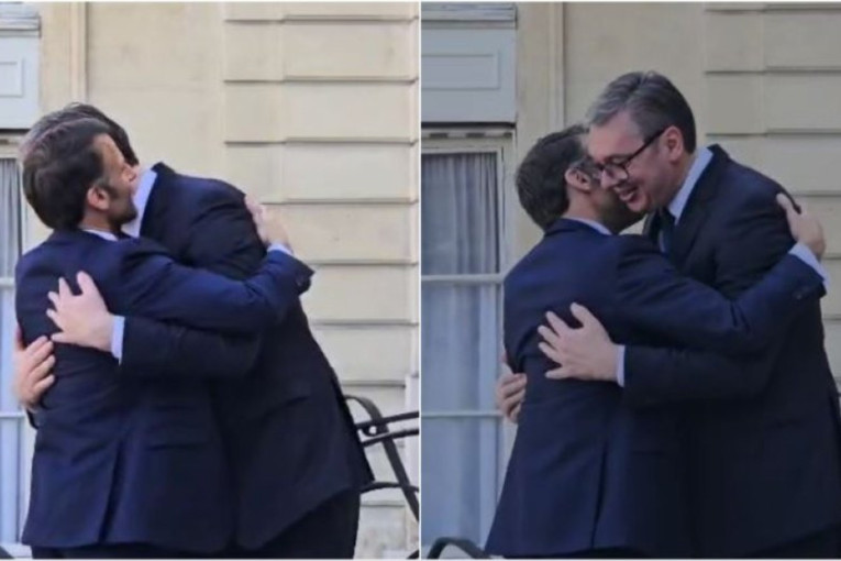 Srdačan zagrljaj kao dokaz velikog prijateljstva: Pogledajte kako je Makron ispratio Vučića (VIDEO)