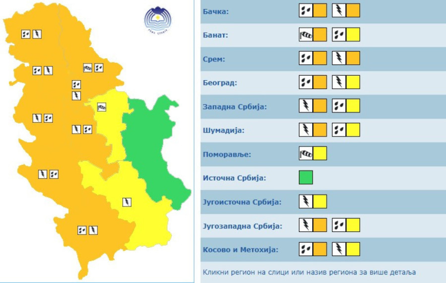 Srbija u narandžastom! Meteo-alarmi signaliziraju opasno vreme: Čekaju nas pljuskovi, grmljavina i grad!