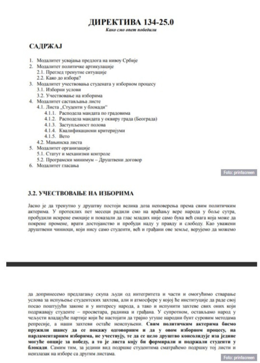 DIREKTIVA 134-25.0! Blokaderi se uveliko spremaju za izbore