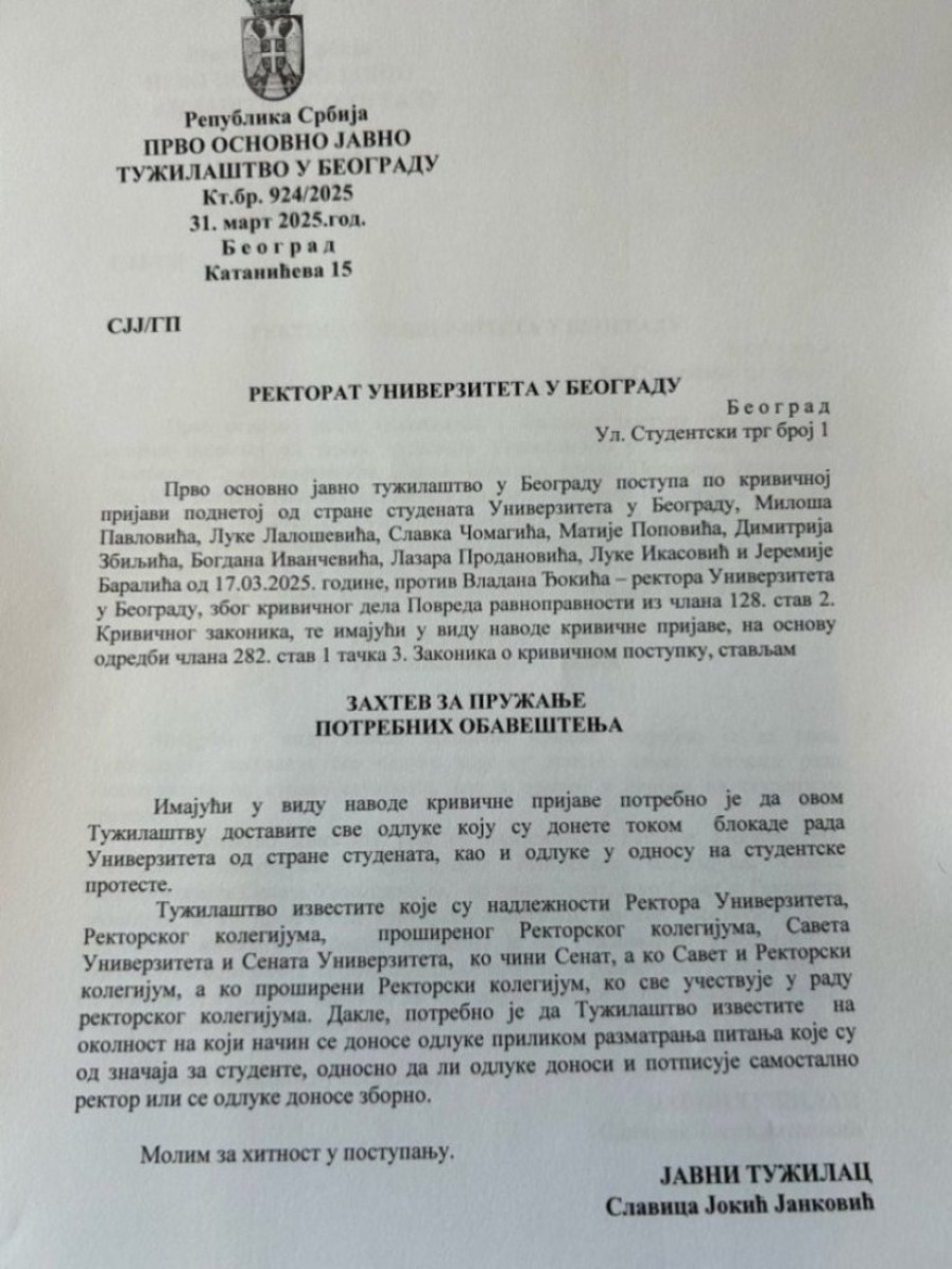 Rektor ponovo uhvaćen u neistini: Đokić izbegao sastanak s premijerom, vadio se na nepostojeće “saslušanje”!