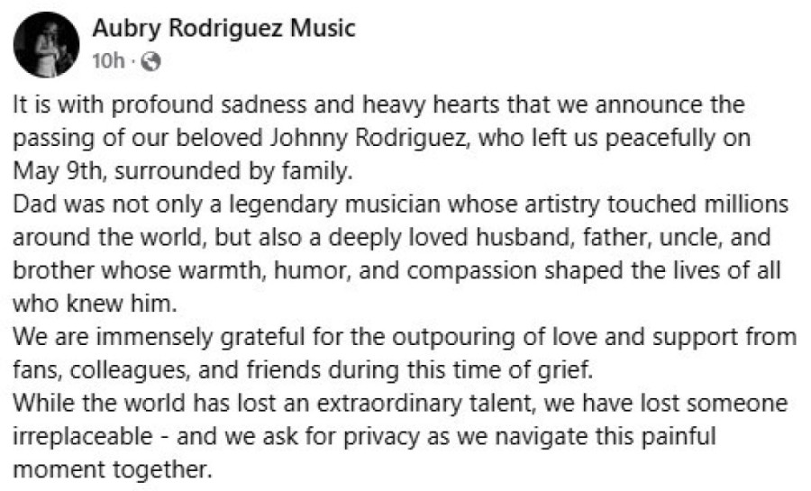 Preminuo Džoni Rodrigez: Oglasila se ćerka pevača (FOTO)