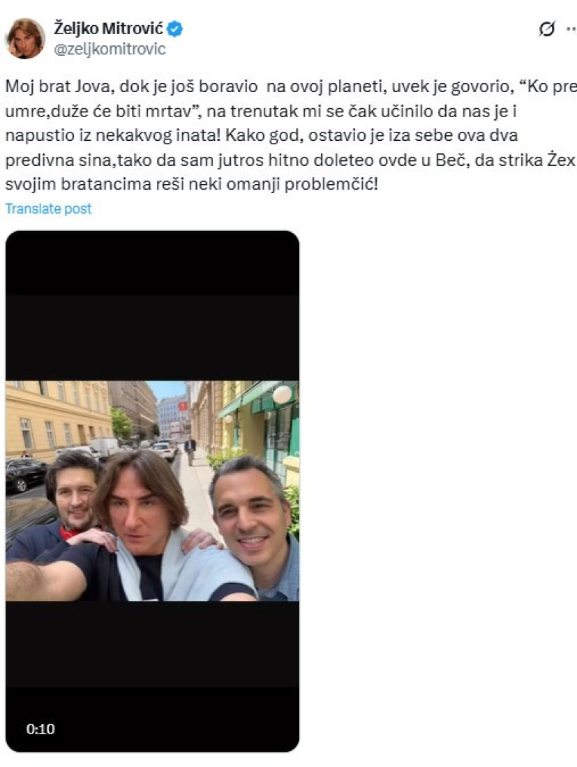 Željko Mitrović posetio sinove pokojnog brata: Odmah odleteo u Beč da im pomogne!