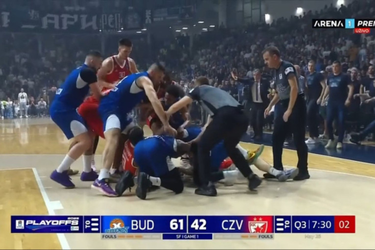 Ovako je počeo haos u Morači! Pogledajte sve detalje prekida meča Budućnosti i Zvezde! (VIDEO)