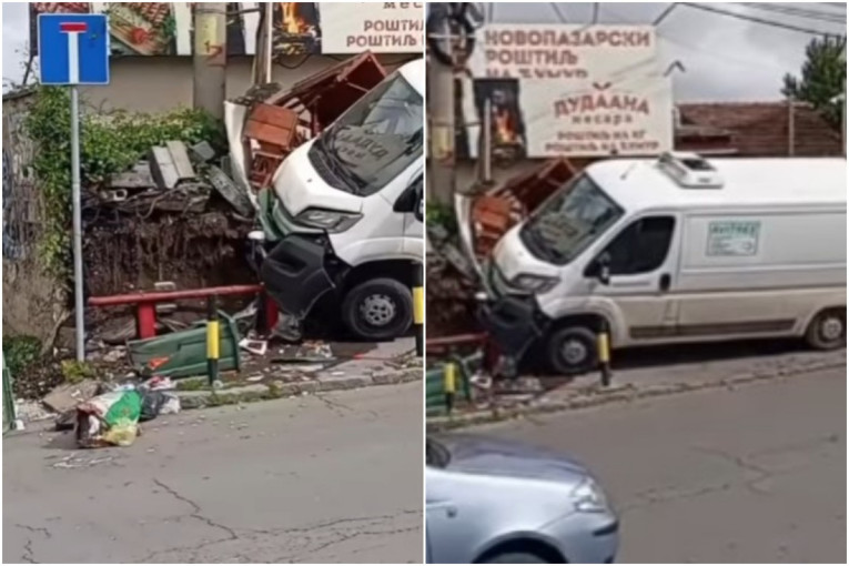 Stravična nezgoda u Kaluđerici: Kombiju otkazale kočnice, pa udario u zid - pogledajte (VIDEO)