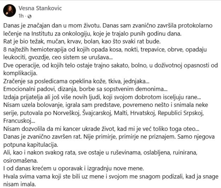 Godinu dana se borila sa rakom! Naša glumica imala dve operacije, išla na hemioterapije, a prijatelj ju je izdao!