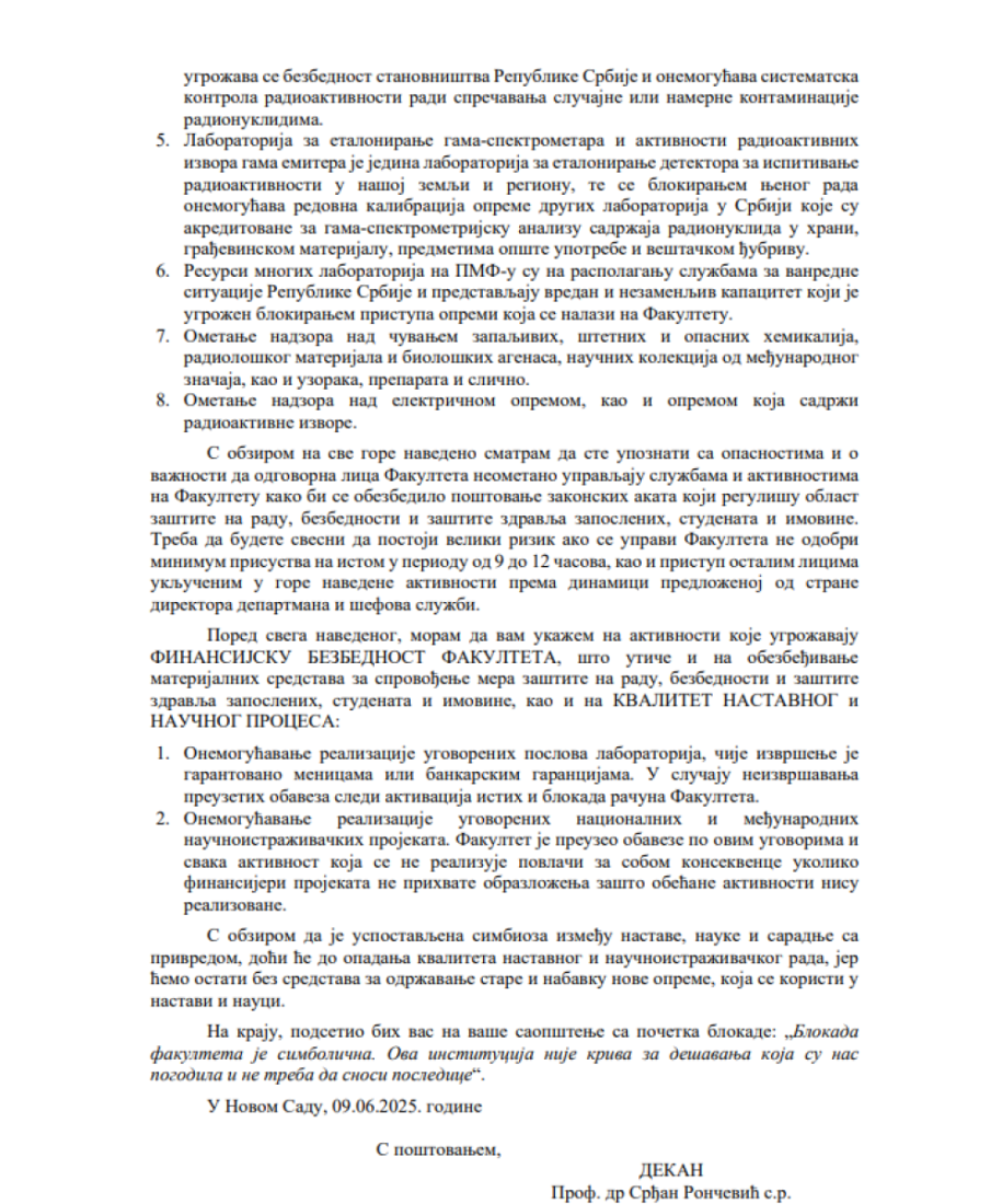 Novosadski blokaderi - pravi teroristi: Dekan upozorava da okupacija fakulteta direktno ugrožava bezbednost građana Srbije (FOTO)