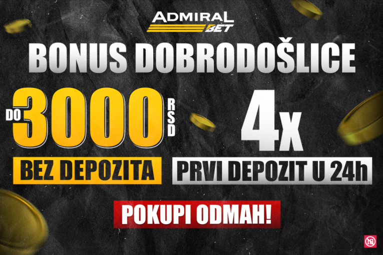 Dobrodošlica koju ne zaboravljate - do 3.000 dinara bez depozita i 300% bonusa