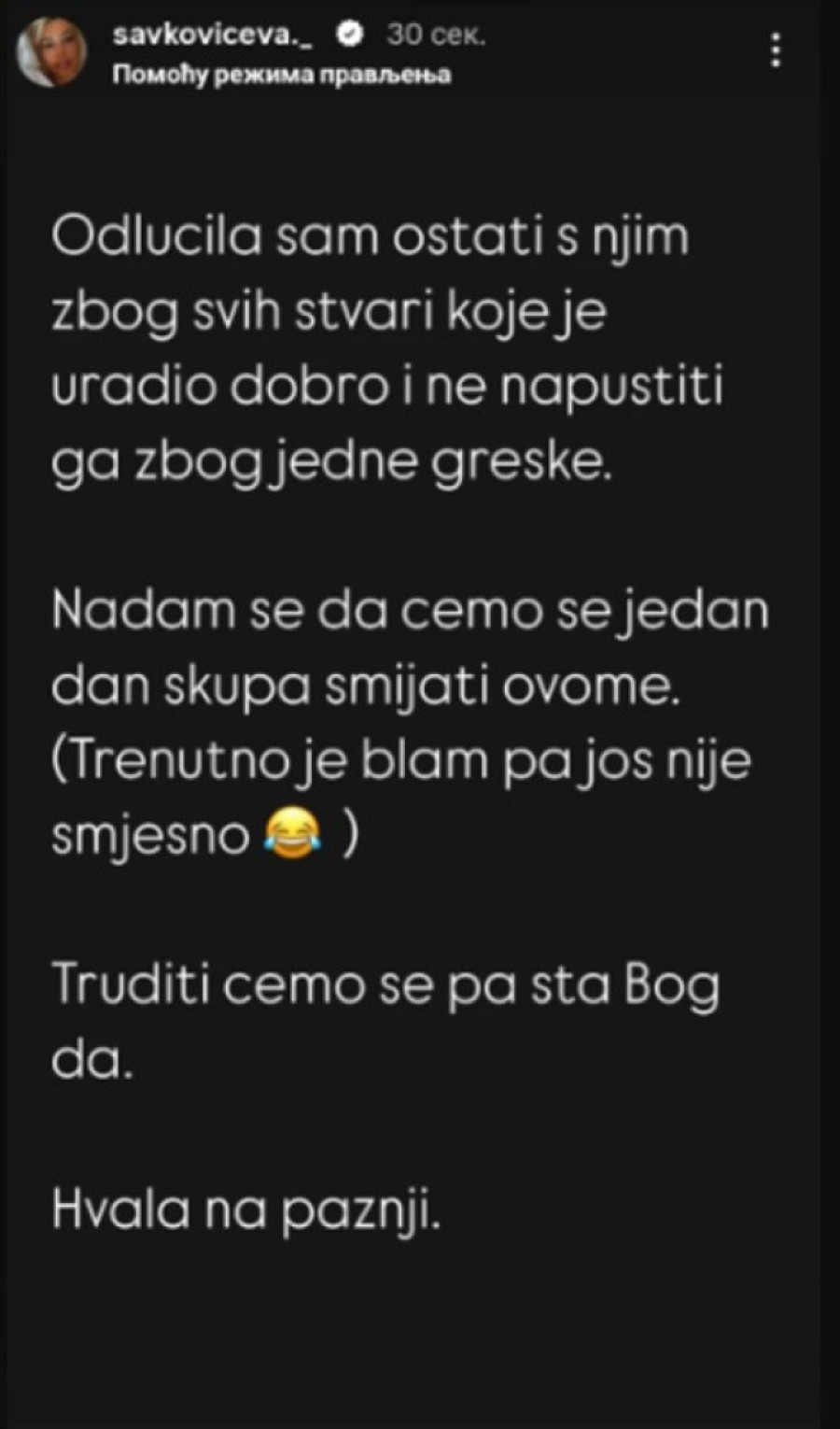 Oglasila se 20 godina starija žena bivšeg zadrugara nakon pomirenja: Trenutno je blam!