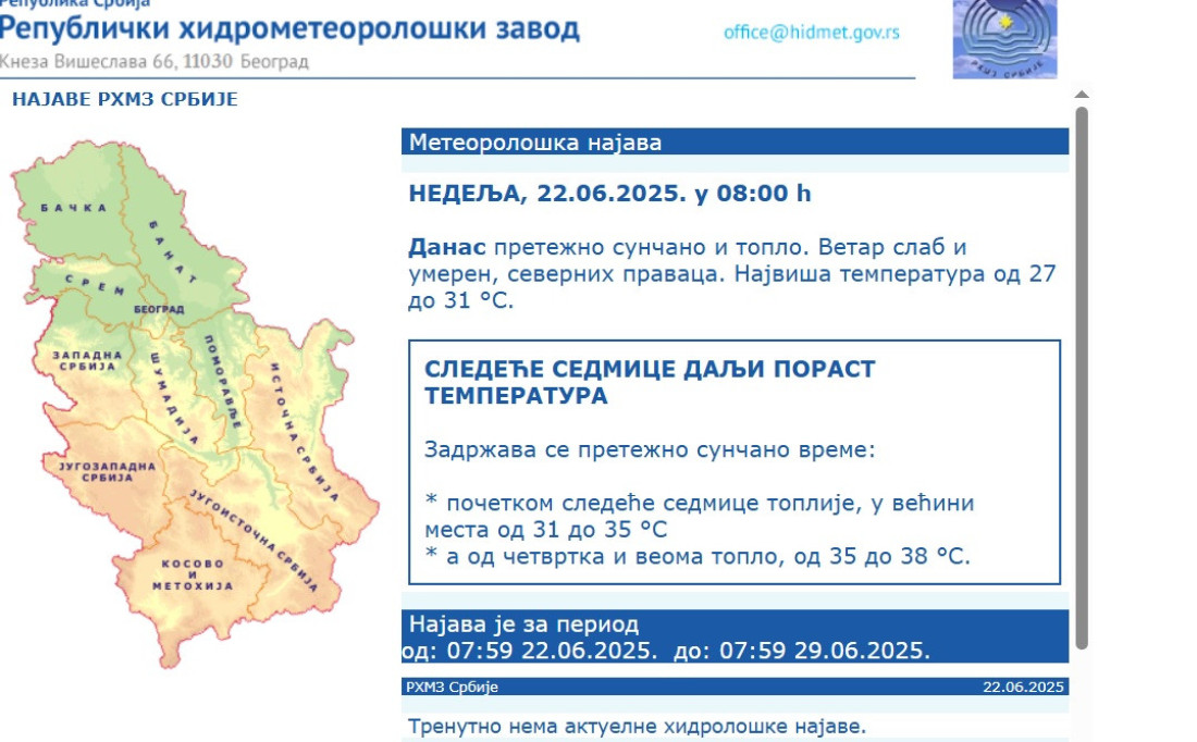 Poslednji dan pred vreli udar! Od ponedeljka toplotni talas udara punom snagom, biće i 40 stepeni
