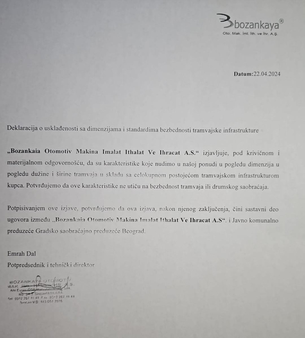 Iz turske kompanije demantovali lažne vesti o beogradskim tramvajima: Njihove dimenzije ne utiču na bezbednost!