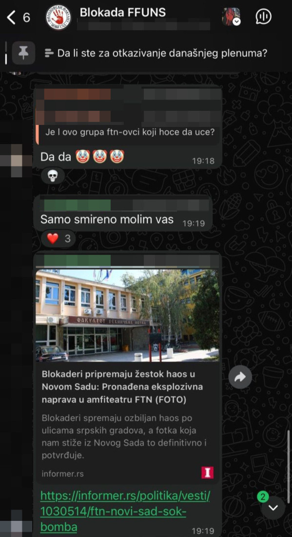 Blokaderi raskrinkani! Priznali da nije lažna dojava, već da se bomba zaista nalazi na fakultetu! (FOTO)