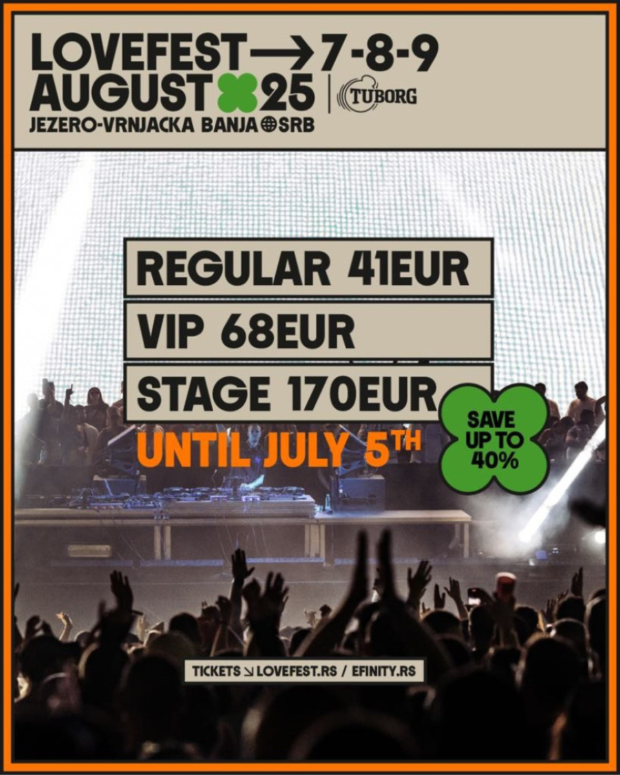Tuborg Lovefest te poziva da u narednih 48h iskoristiš šansu i nabaviš svoju ulaznicu po povoljnijoj ceni!