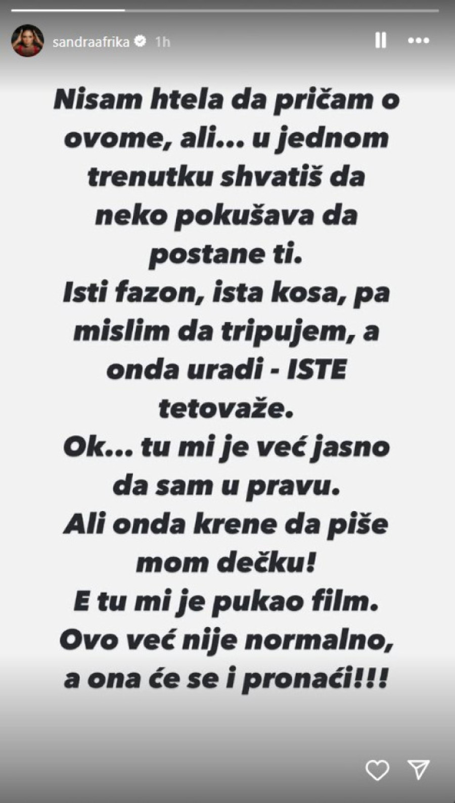 Sandra Afrika žestoko prozvala koleginicu: "Pisala je mom dečku, pukao mi je film!"