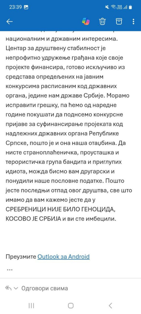 Ovako izgleda odgovor kada se nenadležni obrate i nešto "zahtevaju" od patriotske organizacije