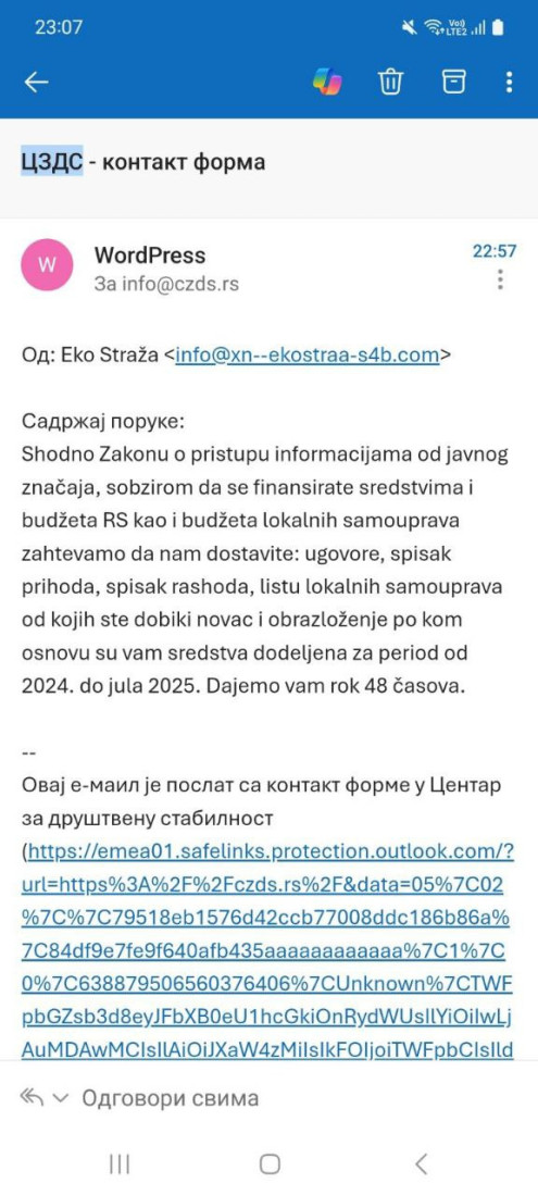 Ovako izgleda odgovor kada se nenadležni obrate i nešto "zahtevaju" od patriotske organizacije