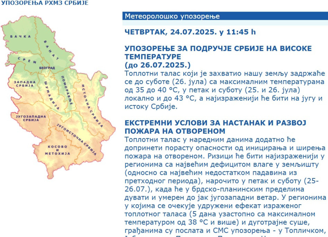 Najtopliji dan ove godine! Ne izlazite ako ne morate, živa ide do 43.podeoka