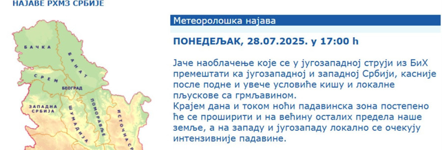 Olujni oblaci iz BiH jure ka Srbiji! Ovi delovi zemlje biće prvi na udaru