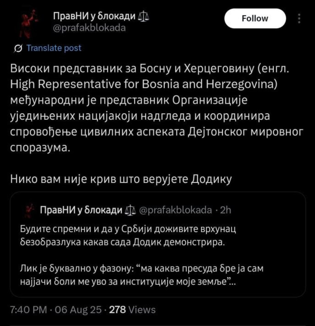 Skandal sa Pravnog: Objavili najgnusniji antisrpski post, pa brže-bolje sve izbrisali!