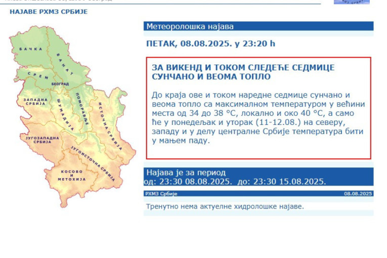 Iznenadno upozorenje pred ponoć! Srbijo, spremi se za plus 40!