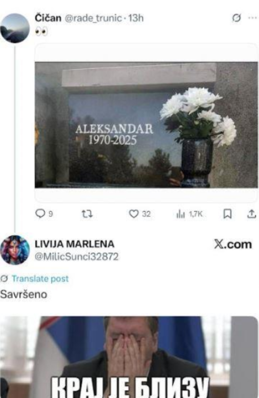 Skandalozno i sramno! Blokaderi objavili sliku nadgrobnog spomenika predsednika Vučića!