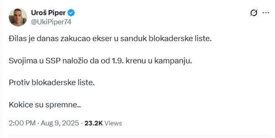 Đilas udario na blokadere! Od 1. septembra kreće žestoka kampanja protiv „studentske liste“