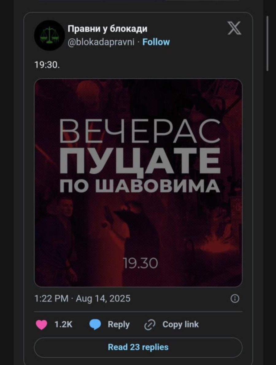 Javni poziv na likvidaciju: Studenti Pravnog fakulteta u blokadi dali zeleno svetlo za ubistvo brata predsednika Srbije?