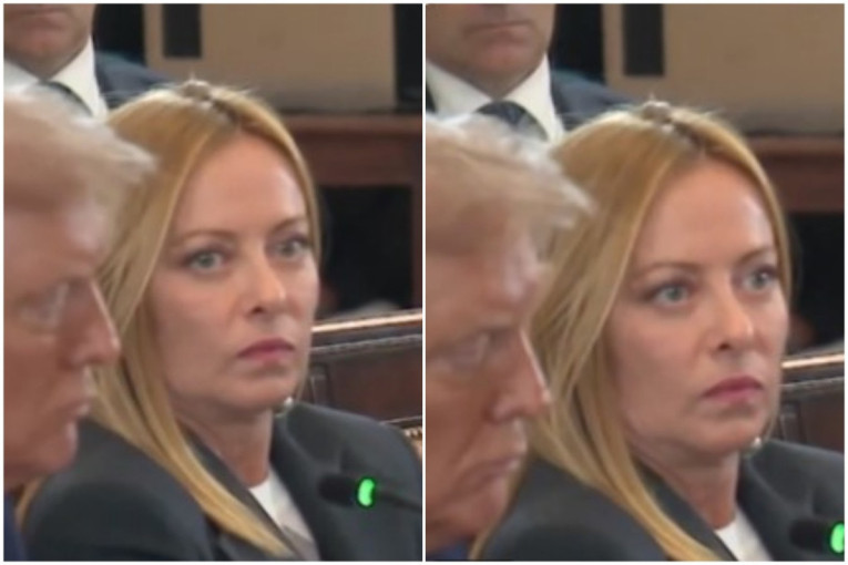 Kamere sve zabeležile: Meloni se oblizuje, smeška i prevrće očima dok Merc govori! (VIDEO)