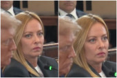 Kamere sve zabeležile: Meloni se oblizuje, smeška i prevrće očima dok Merc govori! (VIDEO)