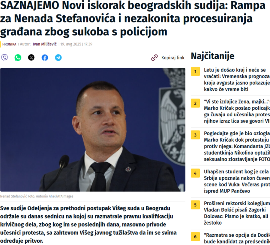 U toku je pokušaj pravosudnog državnog udara: Sudije Višeg suda neće da gone blokadere teroriste!